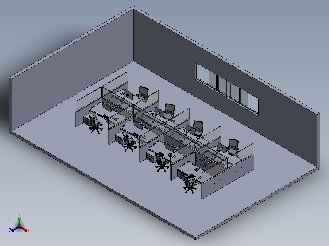 电脑桌(30)正等轴测图