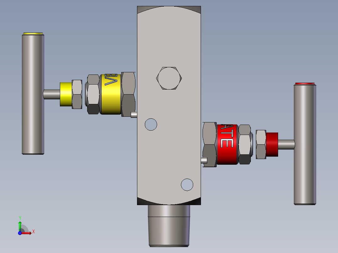 L2型-截止阀和放气阀模型前视图