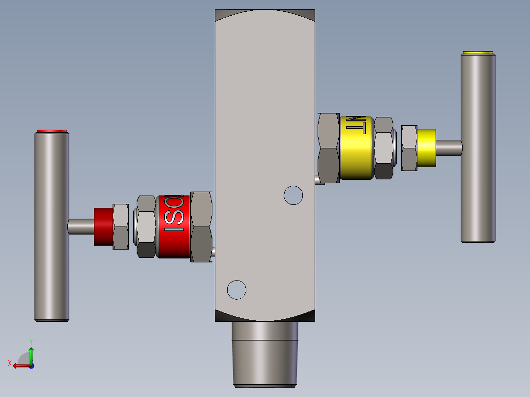 L2型-截止阀和放气阀模型后视图