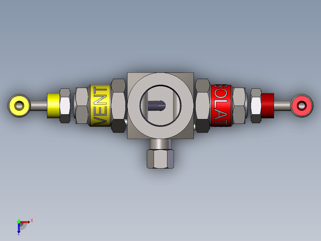 L2型-截止阀和放气阀模型俯视图