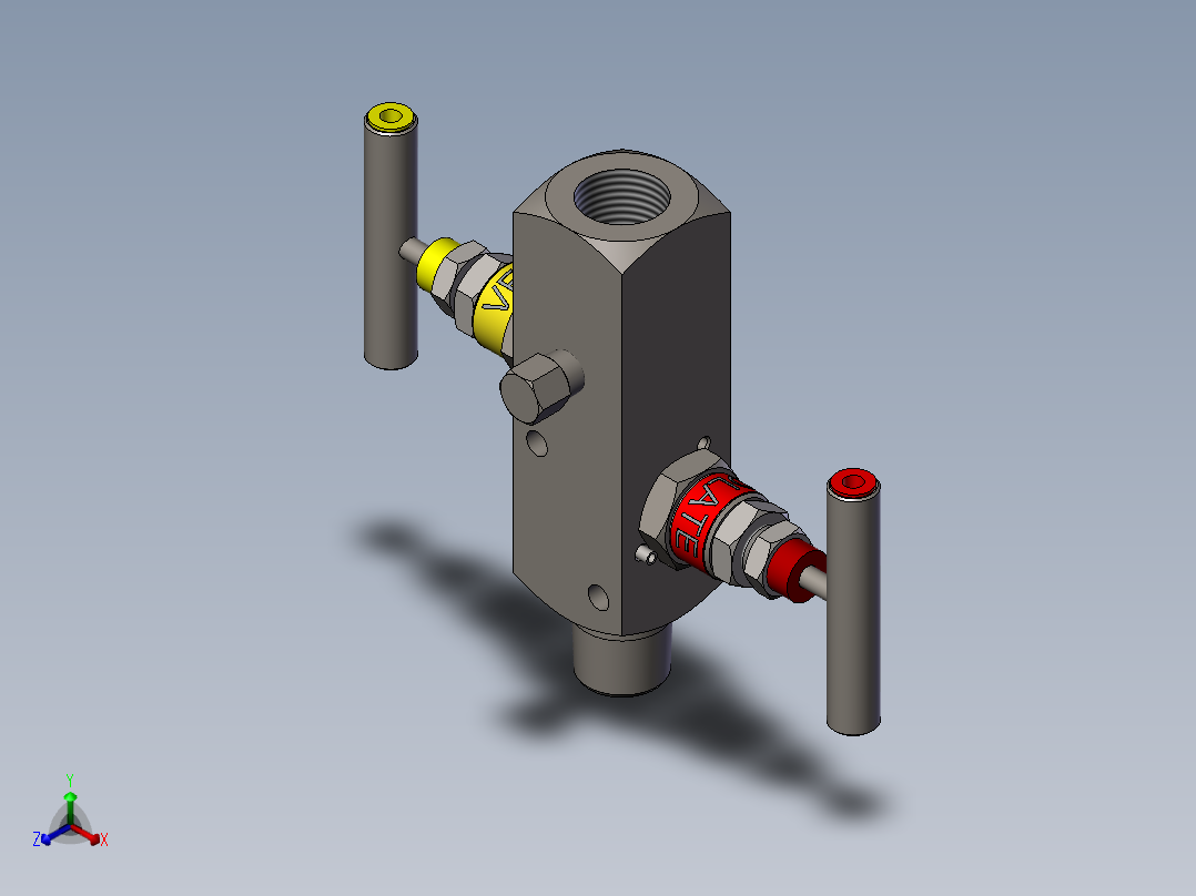 L2型-截止阀和放气阀模型正等轴测图