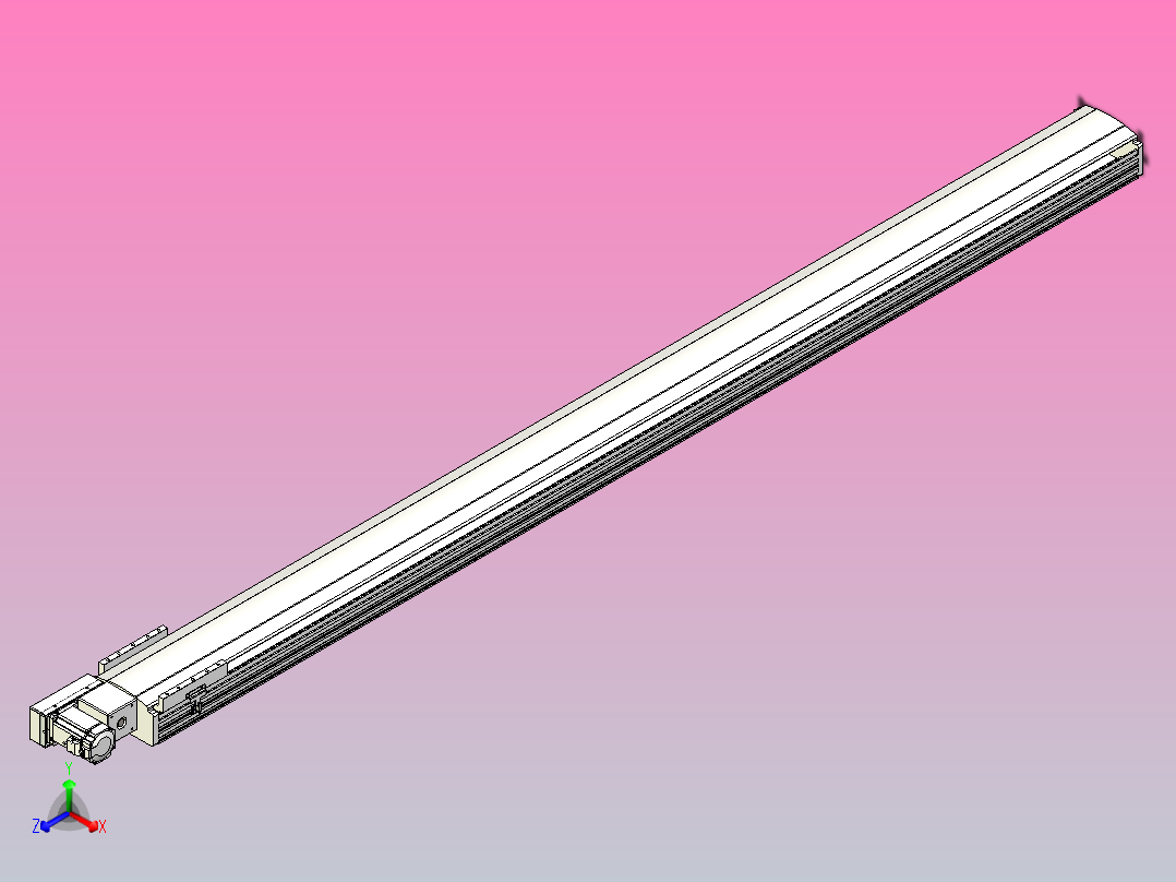 皮带直线轴半封闭可选导轨TPA-HNB-202D-140-L2750-ML-C-P75-N3正等轴测图