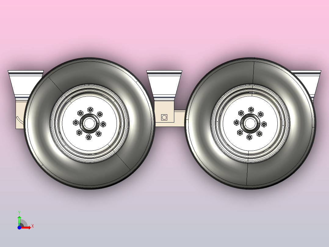 重载串联车轴3D数模图纸 STEP格式前视图