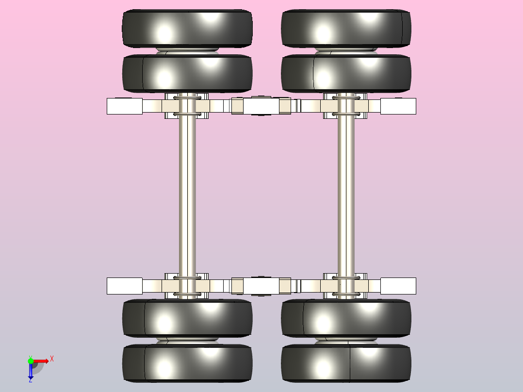 重载串联车轴3D数模图纸 STEP格式俯视图