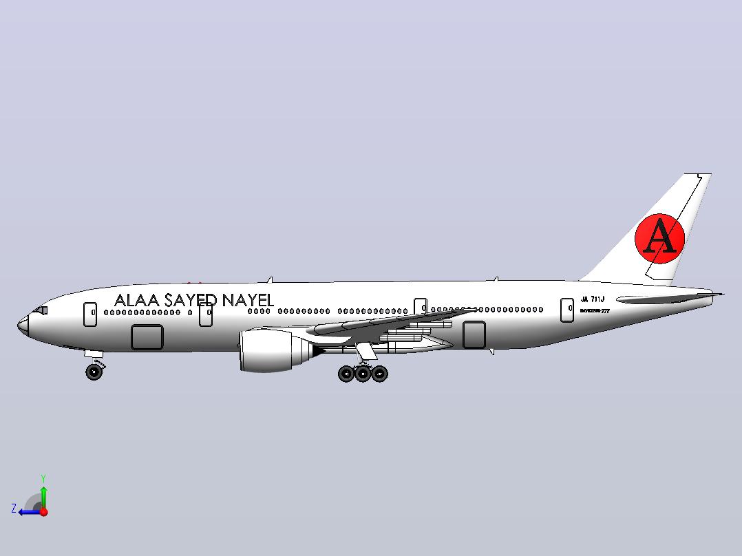 波音777飞机右视图
