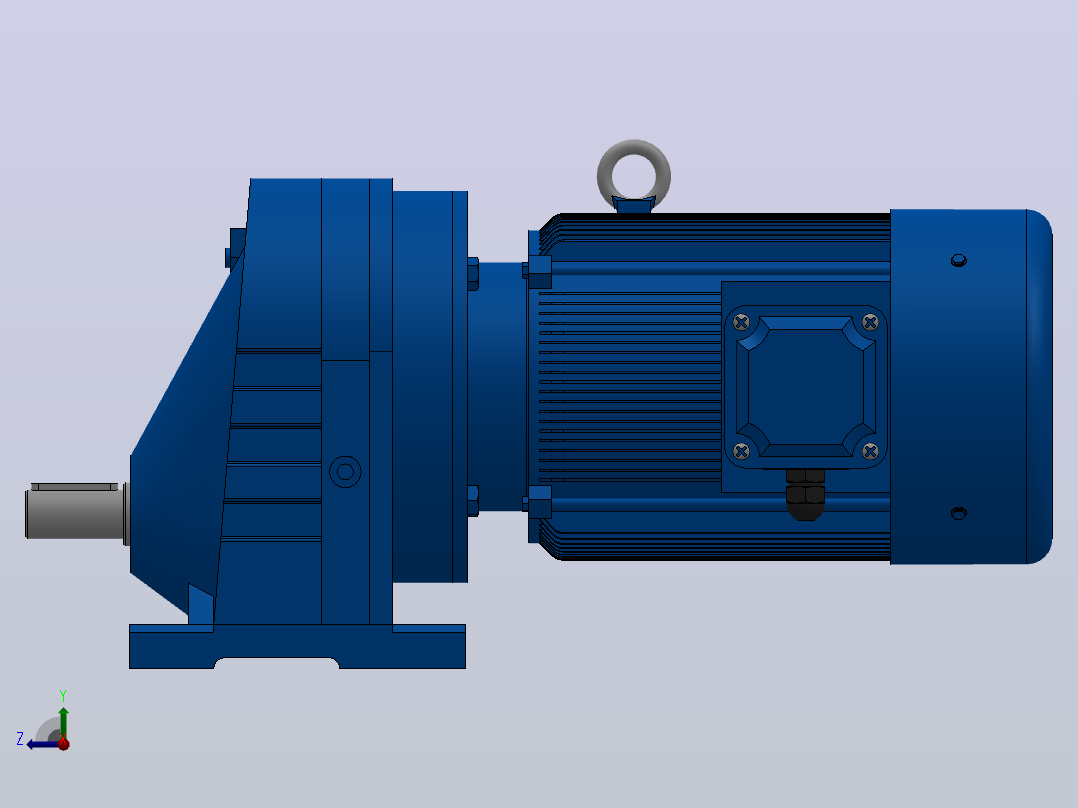 RX57底脚轴伸式安装斜齿轮减速机RX57-Y0.25-4P-71-M1-0°右视图