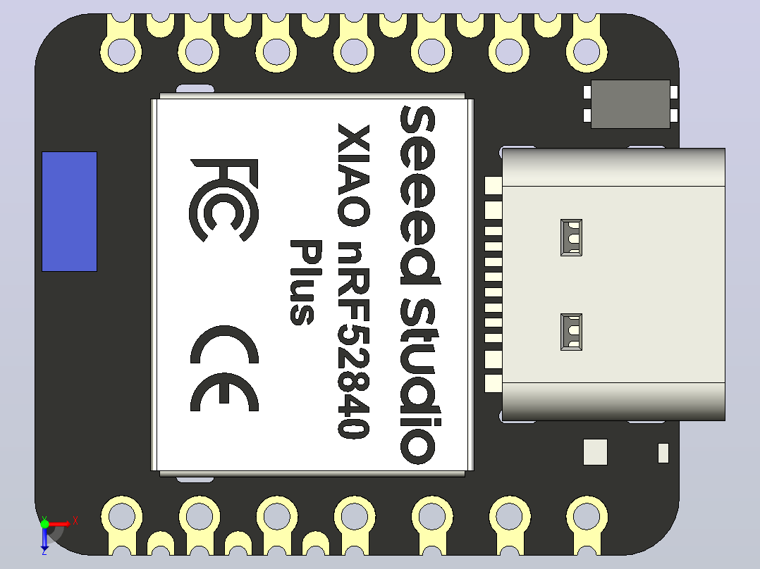 XIAO MG24是一款基于Silicon Labs的EFR32MG24 SoC的超低功耗无线开发板，采用高性能78MHz ARM Cortex -M33内核(1)俯视图