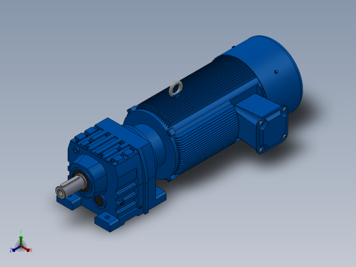R57底脚轴伸式安装斜齿轮减速机R57-YVB2.2-4P-9.35-M1-0°正等轴测缩略图