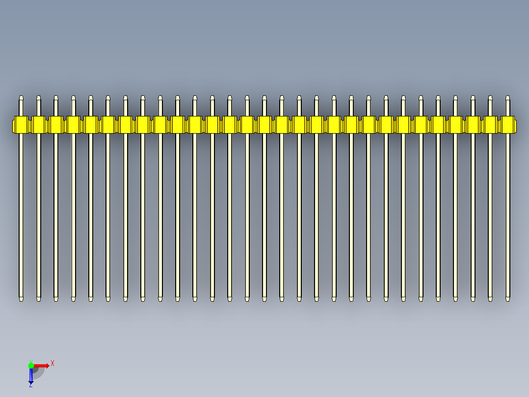 彩色公头100mil（2.54mm）系列-DS1021_yellow_2x29p_100mil_Type43_rev1.0俯视图