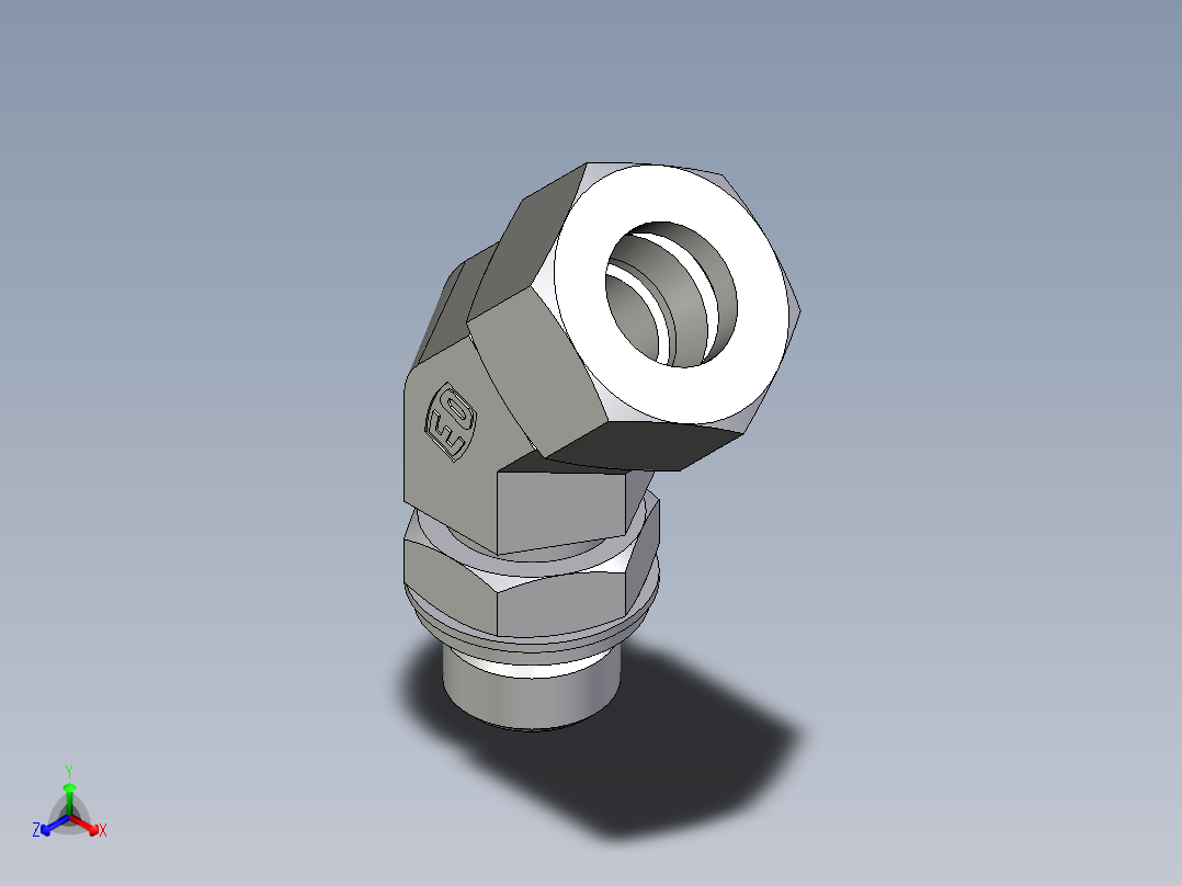 卡套式工业通用硬管接头EO_Adjustable_locknut_45_deg_elbow_VEE18LRCF主视图