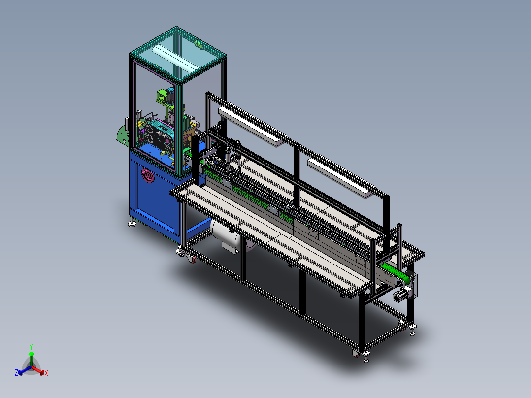 双边工作自动裁断机正等轴测图