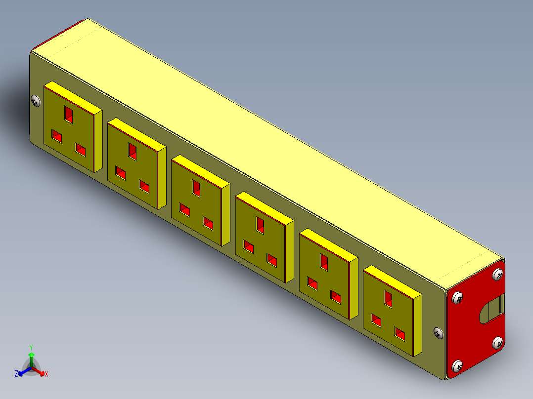 插排电控箱子正等轴测图