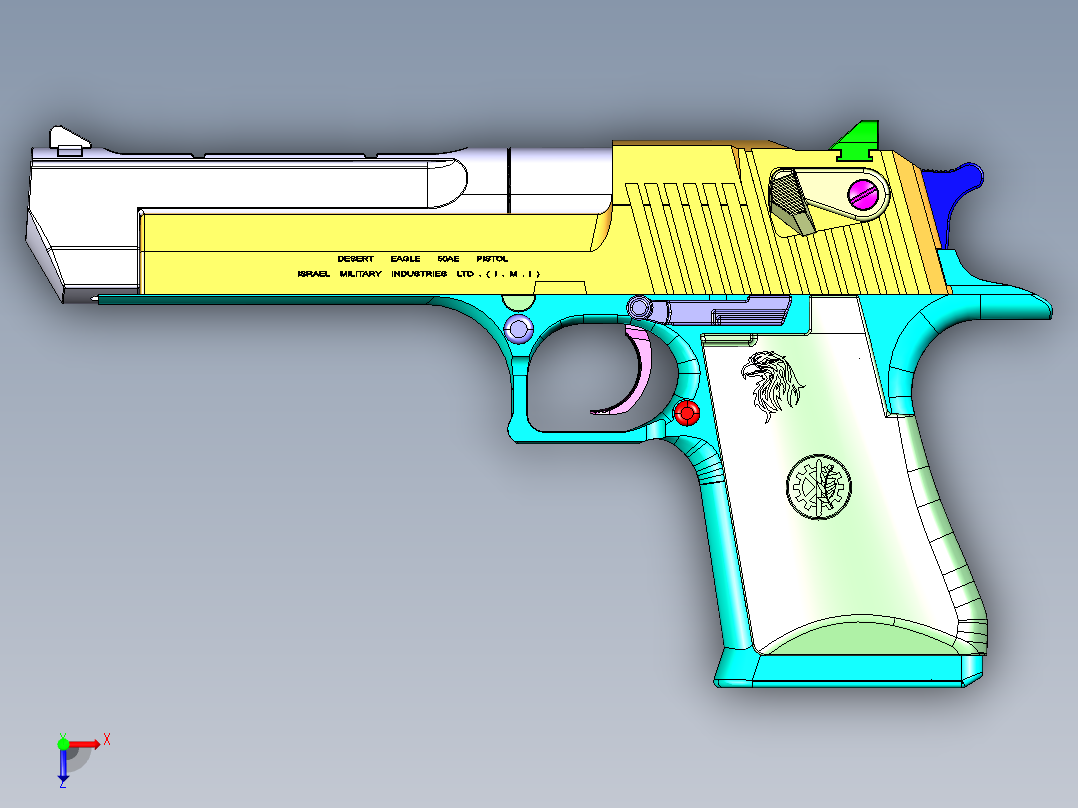 手枪左轮冲锋枪老式狙击步枪设计3D图纸desert-eagle-14 STP IGS俯视图