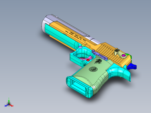 手枪左轮冲锋枪老式狙击步枪设计3D图纸desert-eagle-14 STP IGS正等轴测缩略图