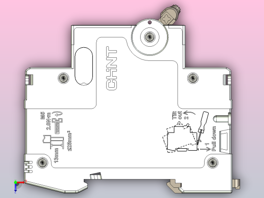 NB5-63G 1P&amp;N小型断路器三维模型202307俯视缩略图