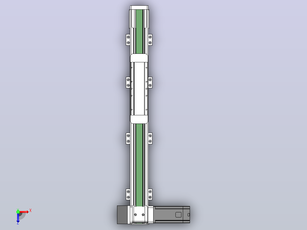 DMEB65L-RUCR欧规同步带模组直线模组（电机右上折）[DMEB65L-L15S350-DT400-C2U-RUCR]俯视图