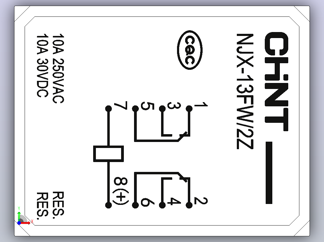 NJX-13FW_2Z无氧化零飞弧电磁继电器三维模型202203前视图