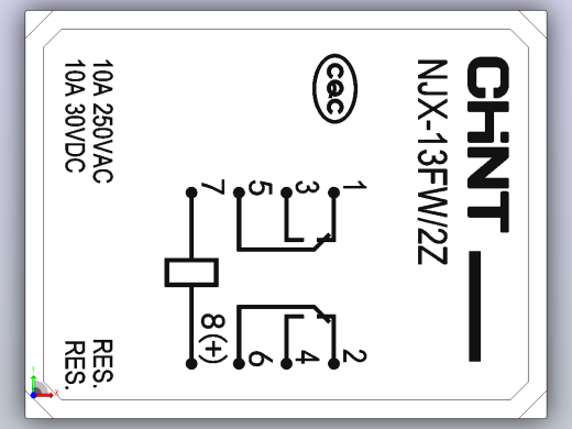 NJX-13FW_2Z无氧化零飞弧电磁继电器三维模型202203前视缩略图