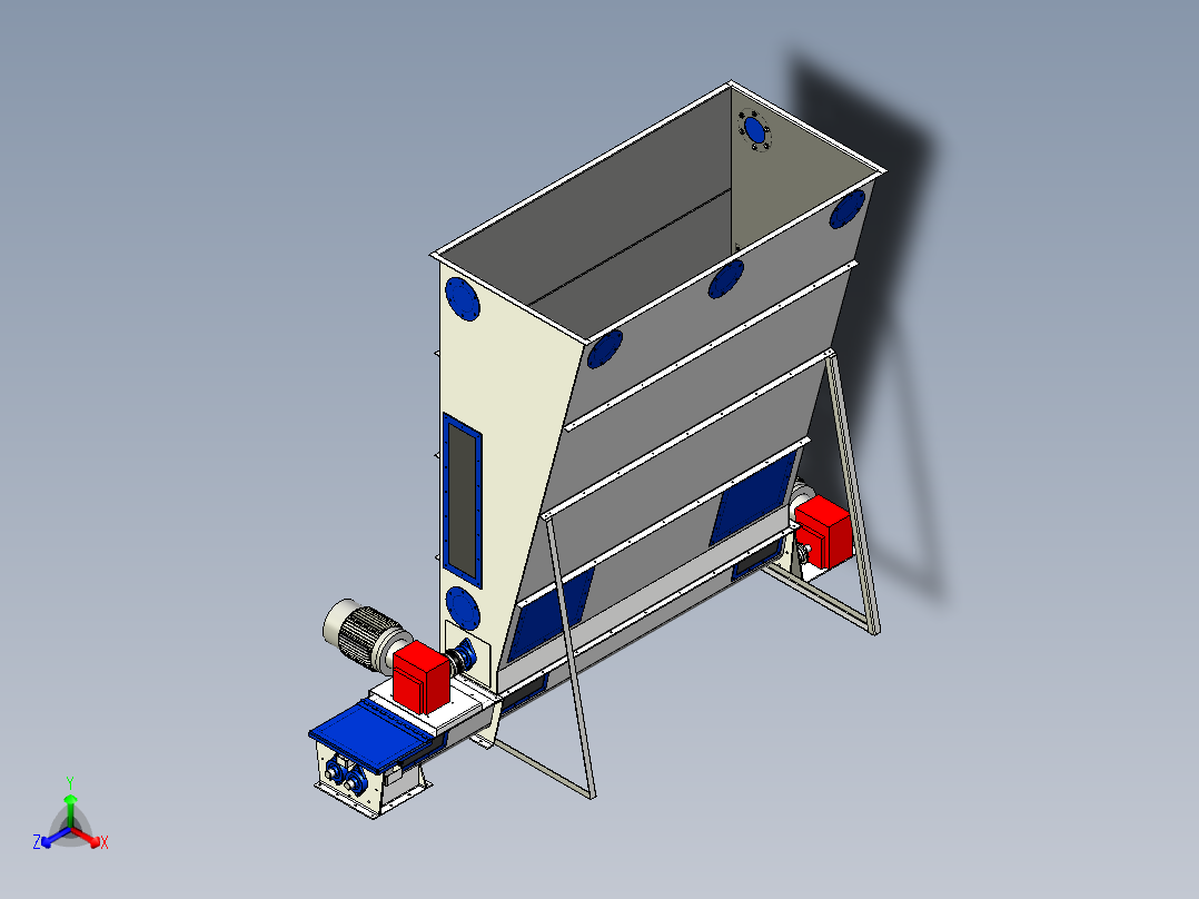 矩形活底输送机正等轴测图