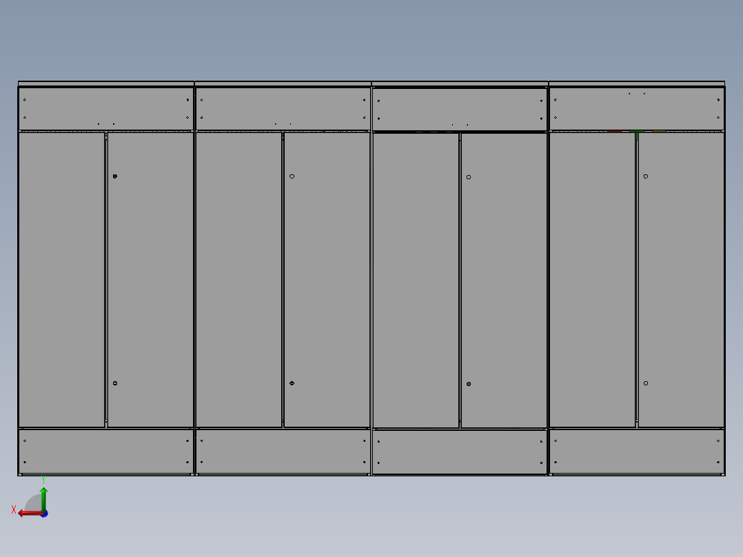 4台GCS并柜 3D图 step中性格式文件3D模型素材后视图