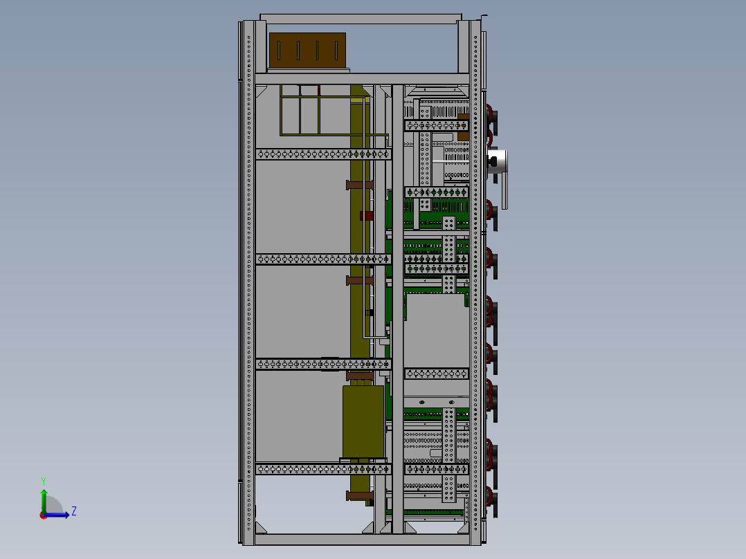 4台GCS并柜 3D图 step中性格式文件3D模型素材左视图