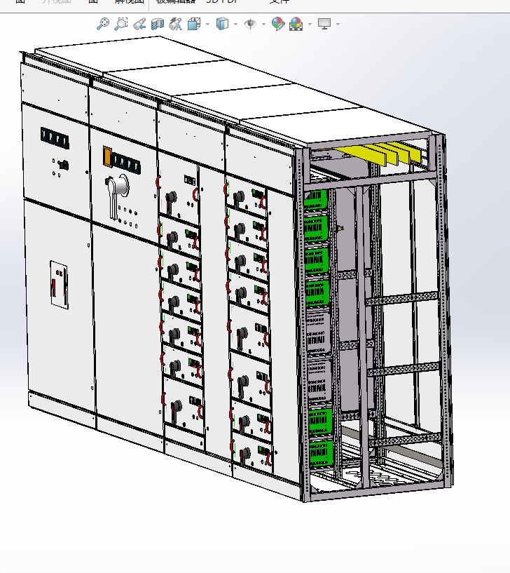4台GCS并柜 3D图 step中性格式文件3D模型素材