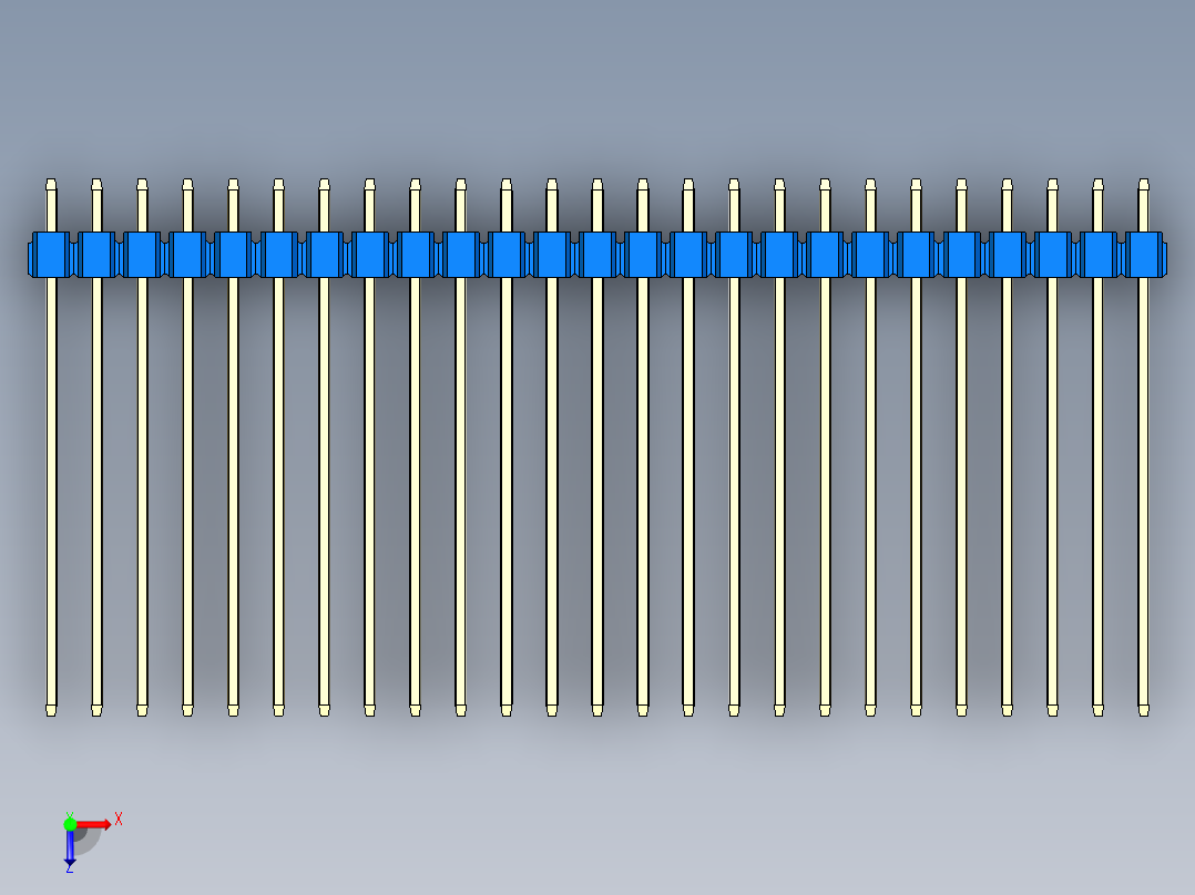 彩色公头100mil（2.54mm）系列-DS1021_blue_2x25p_100mil_Type43_rev1.0俯视图