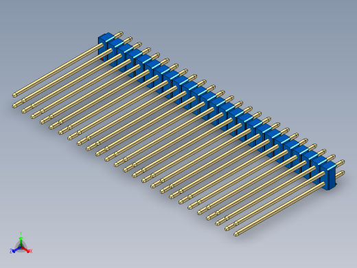 彩色公头100mil（2.54mm）系列-DS1021_blue_2x25p_100mil_Type43_rev1.0正等轴测缩略图