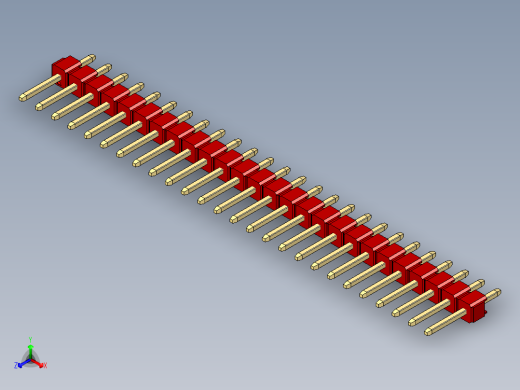 彩色公头100mil（2.54mm）系列-DS1021_red_1x26p_100mil_Type1_rev1.0正等轴测缩略图
