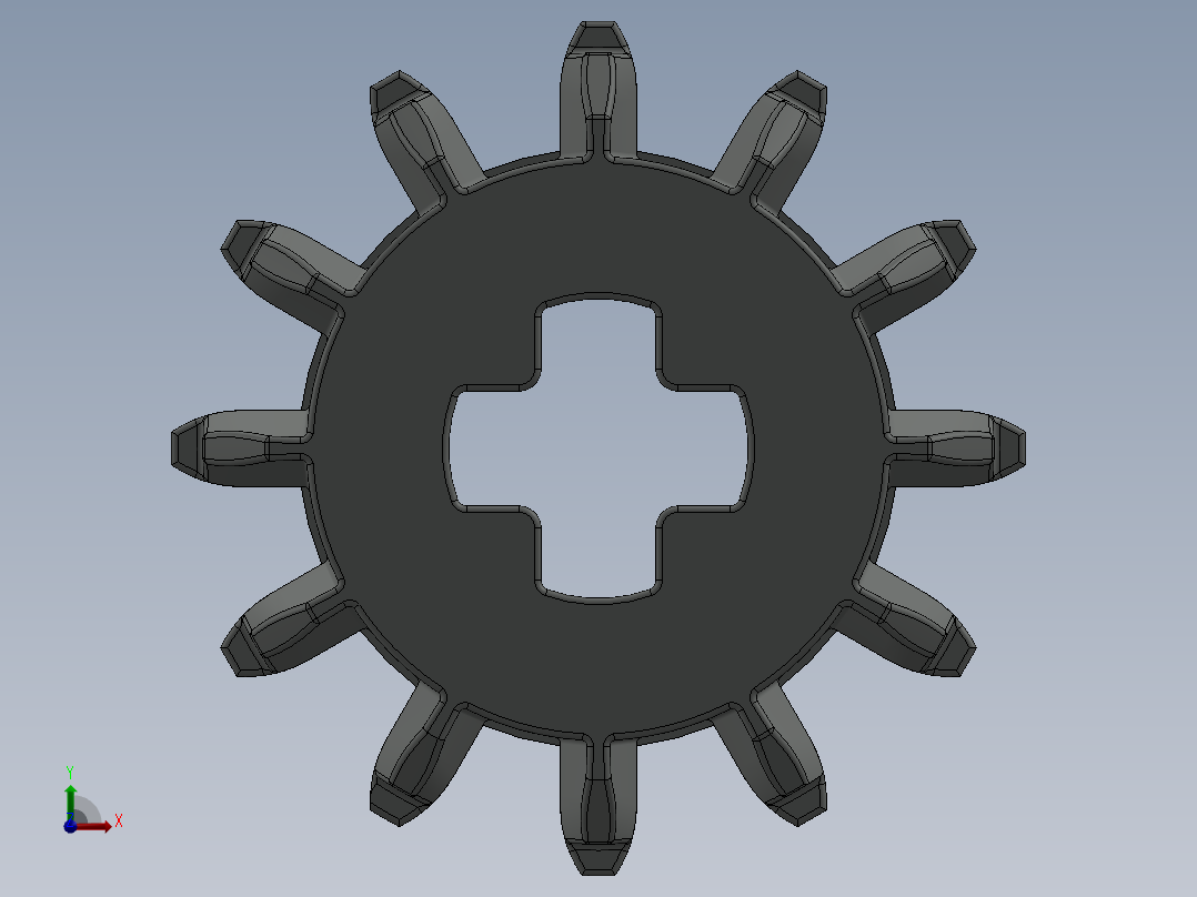 32270 Old Grey Technic Gear 12 Tooth Double Bevel.SLDPRT前视图