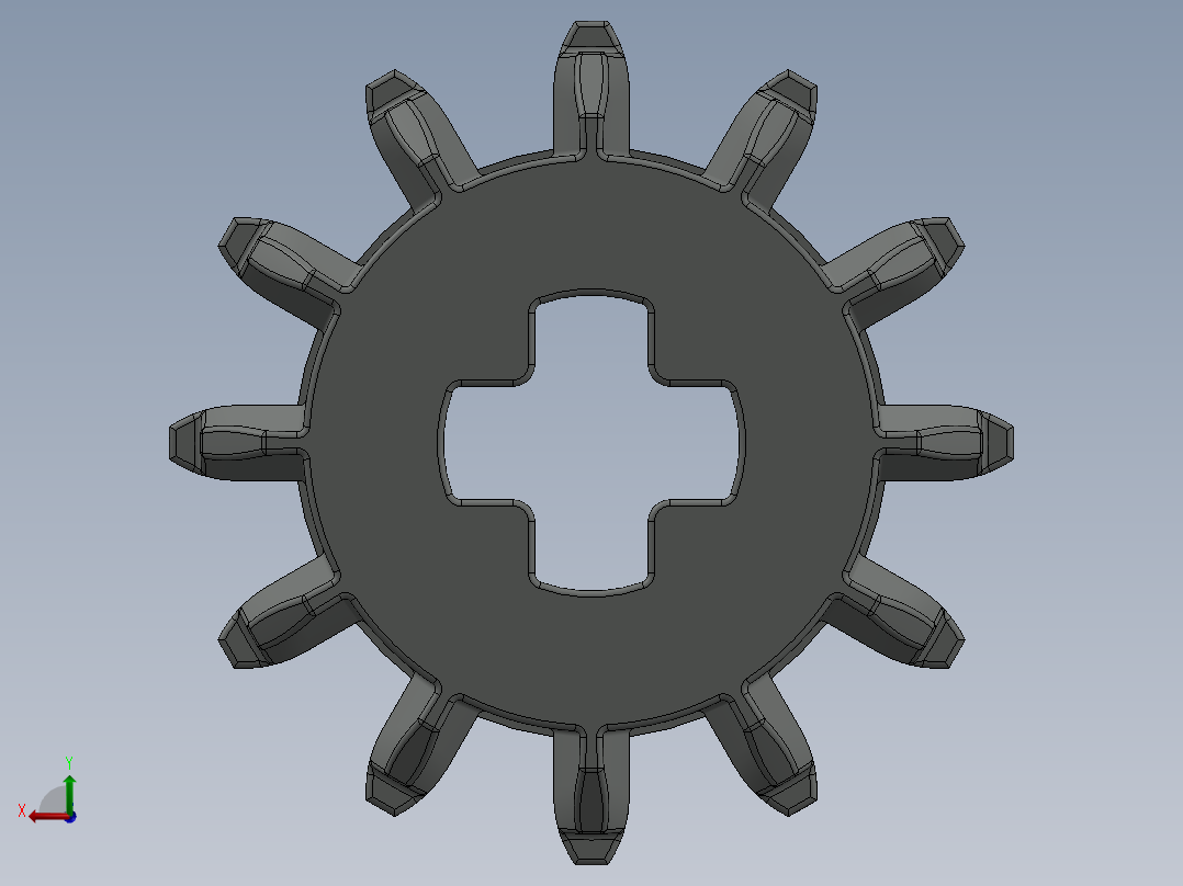 32270 Old Grey Technic Gear 12 Tooth Double Bevel.SLDPRT后视图