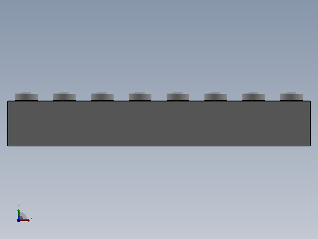 乐高套装 4421基本积木-300801 White Brick 1 x 8.SLDPRT前视图
