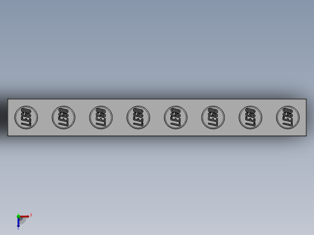 乐高套装 4421基本积木-300801 White Brick 1 x 8.SLDPRT俯视图