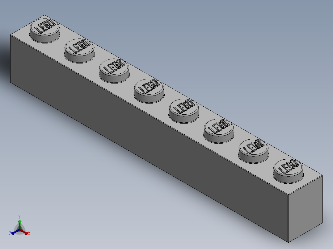 乐高套装 4421基本积木-300801 White Brick 1 x 8.SLDPRT正等轴测图