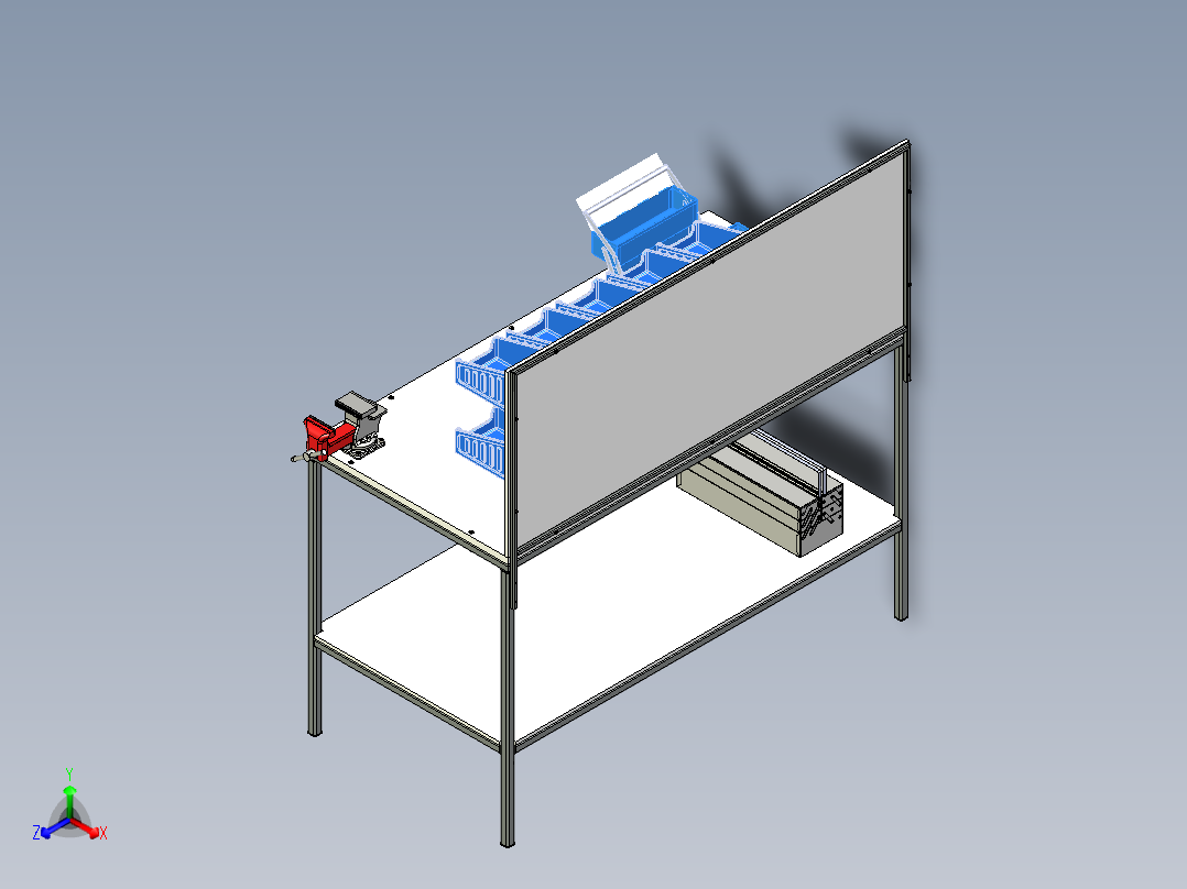 简单的工作台设计正等轴测图