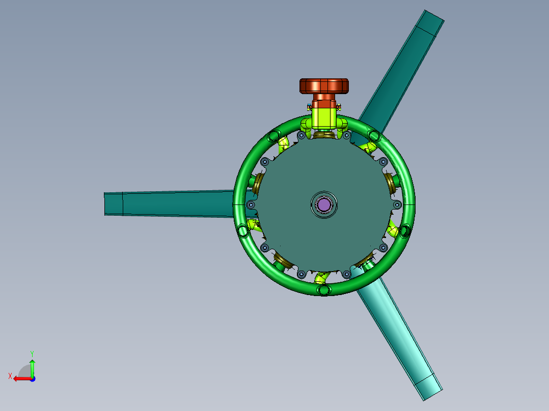 5缸飞机引擎后视图