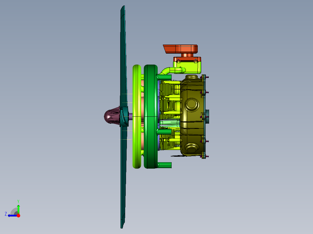 5缸飞机引擎右视图