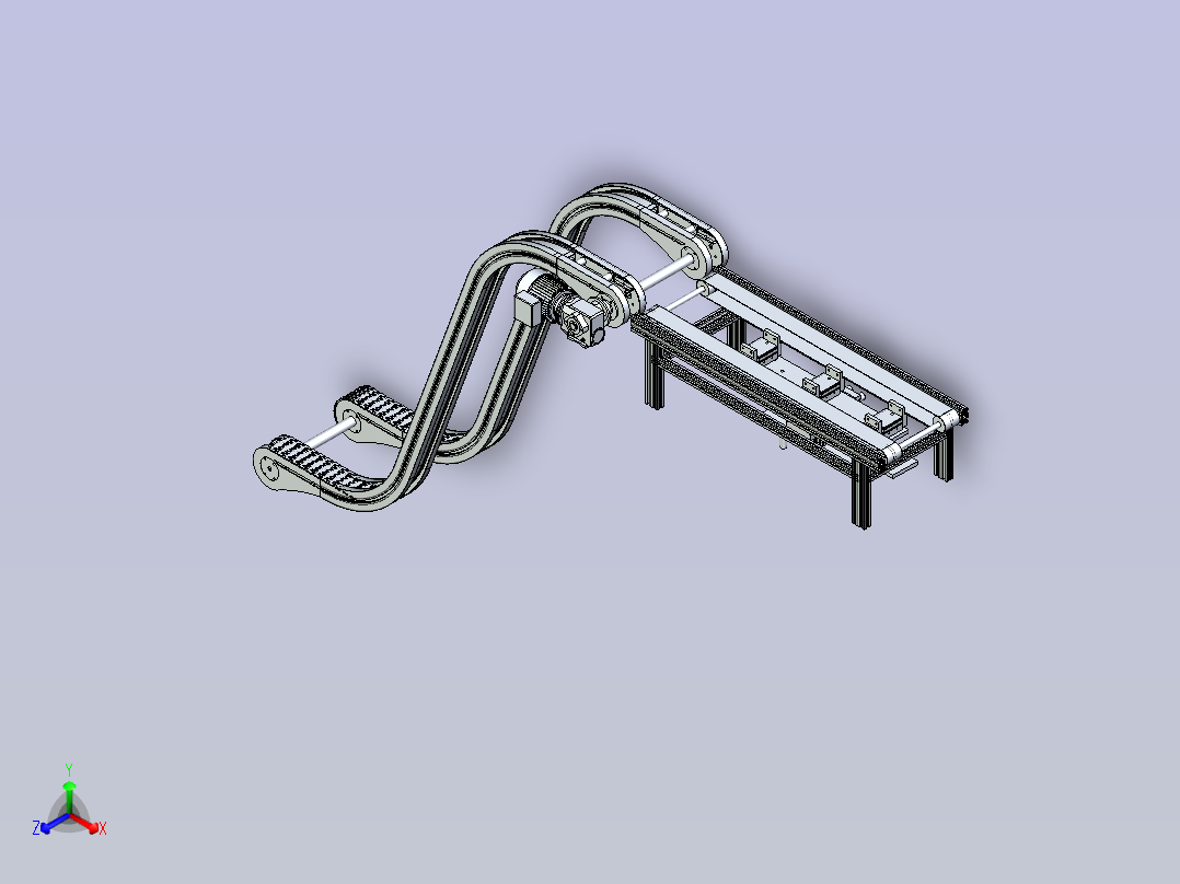 非标曲线型输送线设计正等轴测图