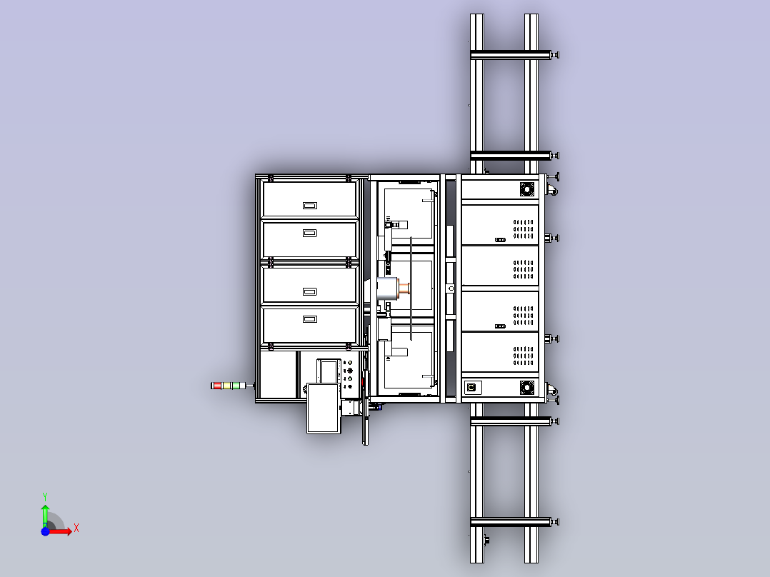 在线式电视贴偏光片设备三维模型3D图纸前视图