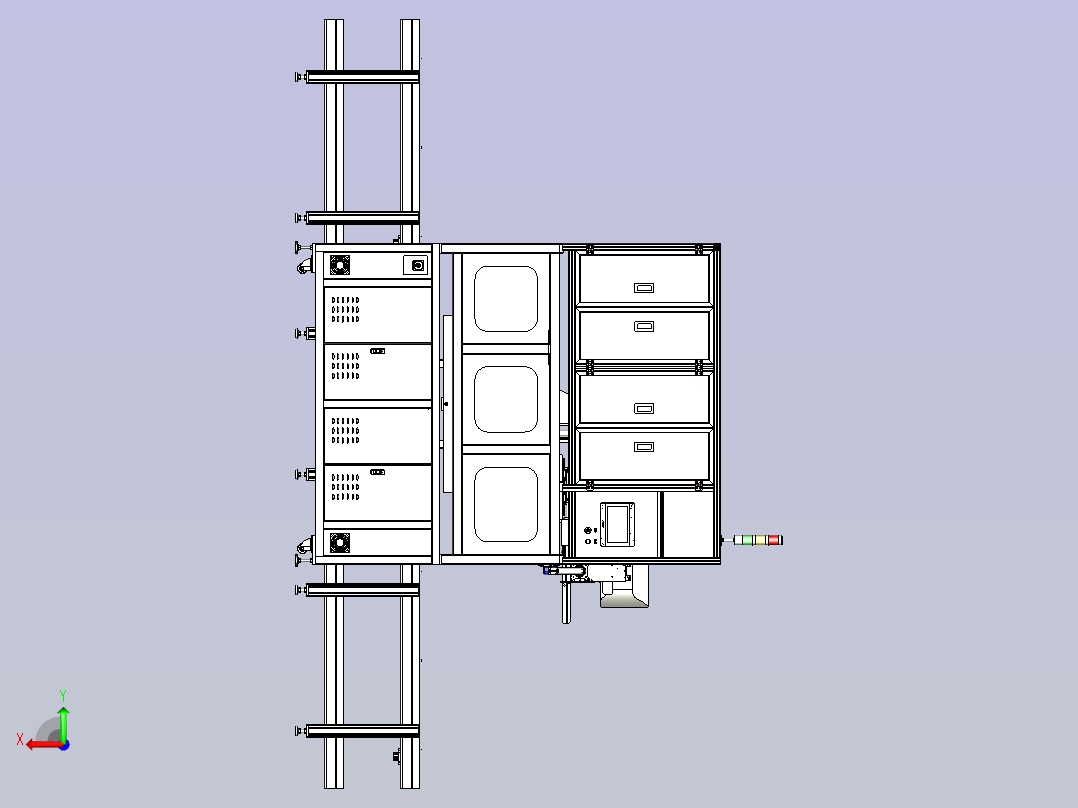 在线式电视贴偏光片设备三维模型3D图纸后视图