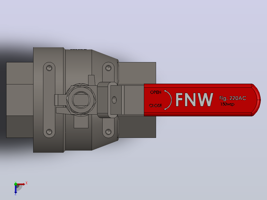 FNW-FNW220ACL二片式内螺纹球阀俯视图