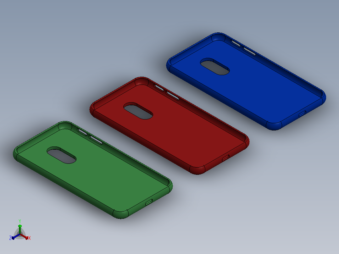 solidworks 中的手机壳设计正等轴测图