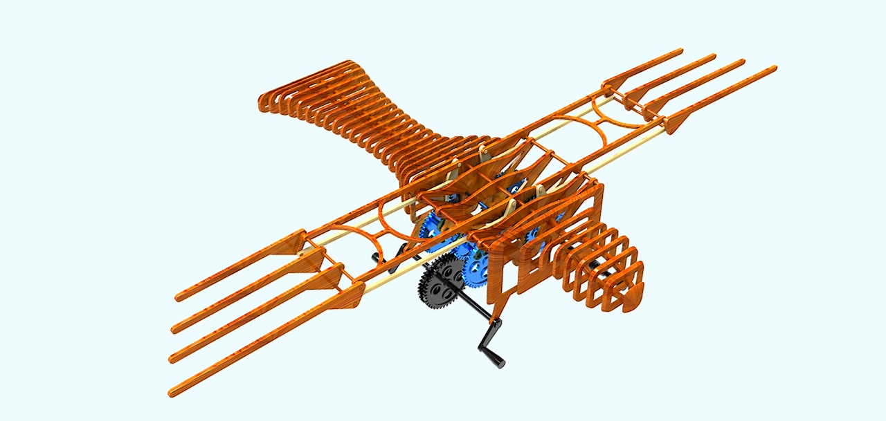 扑翼机械飞鸟机构三维建模图纸 STP x_b等格式