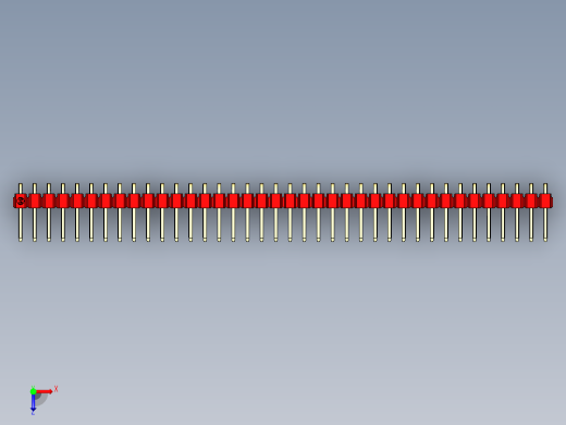 彩色公排针 100mil 2.54mm 系列-DS1022_red_1x38p_100mil_TypeD_rev1.0俯视缩略图