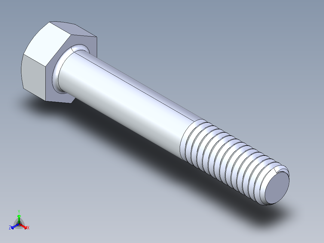 UNC 六角螺栓-Hex Bolt 0.3125-18 x 2正等轴测图