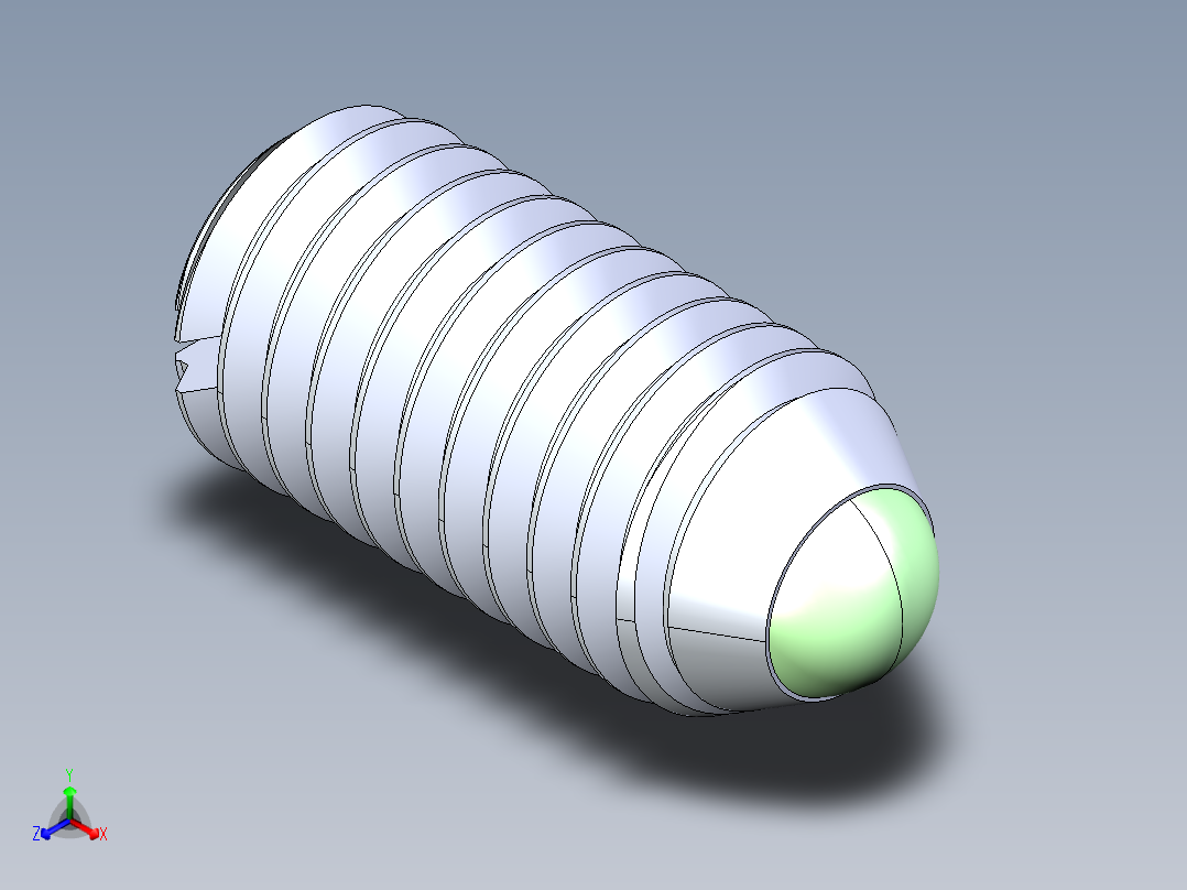 公制球形弹簧柱塞-DME SET SCREW SPRING BALL PLUNGER M8 x 16 .STEP正等轴测图