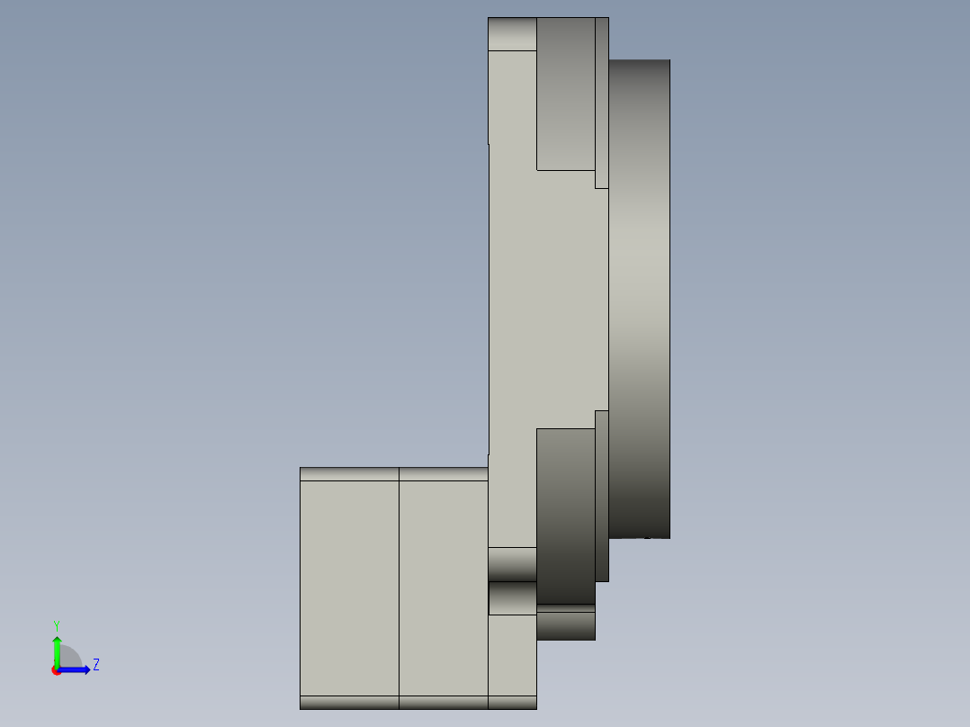 中空旋转平台KFN200-10模型配斜齿左视图