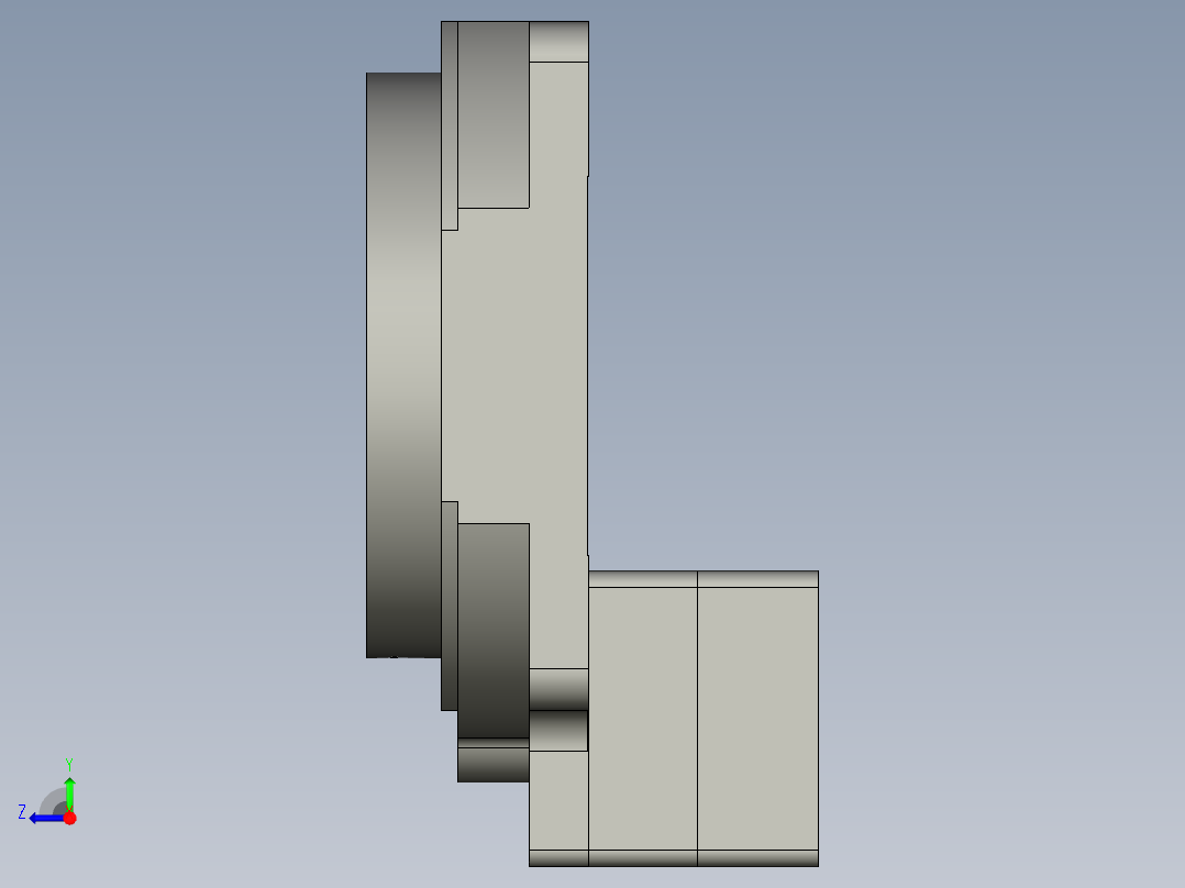 中空旋转平台KFN200-10模型配斜齿右视图