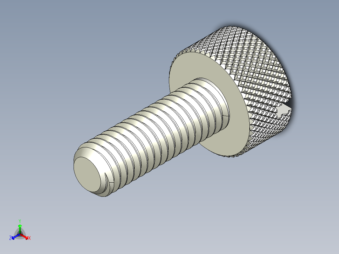 开槽滚花螺钉-M6 x 18mm正等轴测图