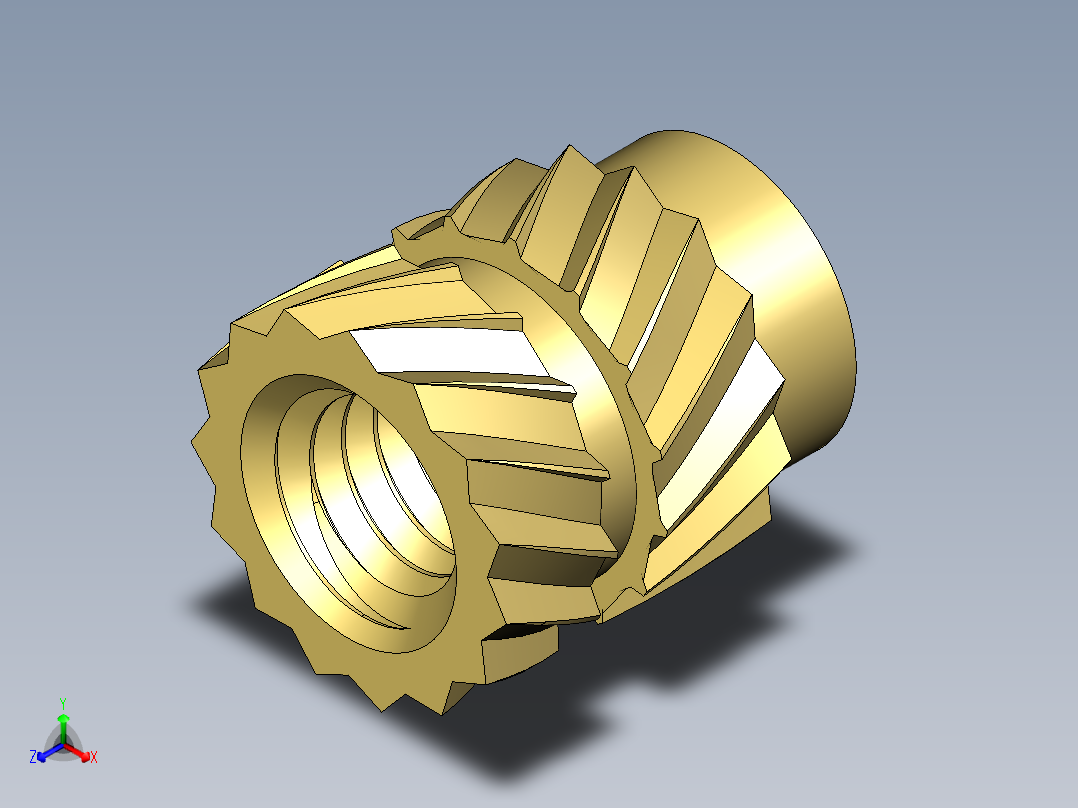 塑料零件嵌件M3螺纹，直径5毫米，高6毫米主视图